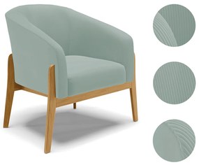 Poltrona Decorativa Base Madeira Stella Cotelê Int/Veludo D03 - D'Rossi - Menta