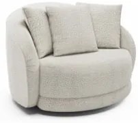 Poltrona Decorativa Giratória para Sala 122cm Kaly Z32 Boucle Branco -