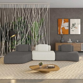 Sofá 3 Lugares Orgânico com Chaise e 2 Módulos Berlim Bouclê Gf K01 - D'Rossi - Grafite/Off White