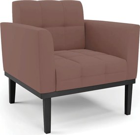 Poltrona Decorativa Karen Pés Fixo em Madeira Preto Veludo Rose G19 - Gran Belo