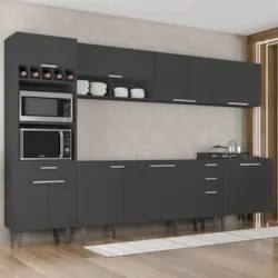 Armário de Cozinha CP05 Para Pia 180cm Pérola Z34 Preto     - Mpozenat