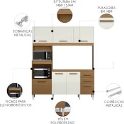 Armário de Cozinha Compacta Para Pia Melian Atacama/Off A15 - Mpozenat