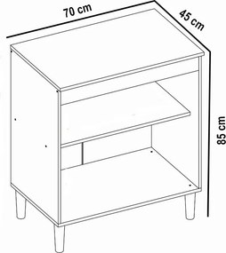 Balcão Cozinha com Tampo 70cm com 2 Portas Joana A09 - D'Rossi - Atacama e Off White