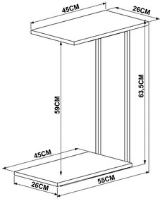 Mesa Lateral 2 Prateleiras Multifuncional - Vermont Cobre