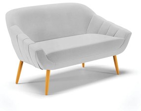 Namoradeira 02 Lugares Giovana Linho Pés Palito Castanho - Indo Decorar - A05 Cinza