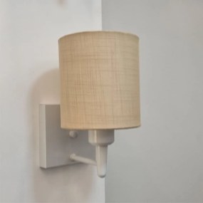 Arandela Quadrada Md-2033 Branco Cúpula em Tecido Cilíndrica Palha - Bivolt