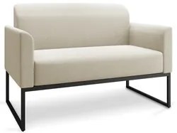 Poltrona Namoradeira 2 Lugares Base Industrial Preta Maressa A19 Linho