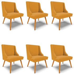 Cadeira Sala de Jantar Pé Palito Castanho Kit 6 Liz Boucle D03 - D'Rossi - Mostarda