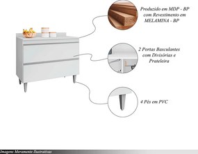 Balcão de Cozinha com Tampo Wollo MDP/BP Branco G96 - Gran Belo