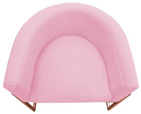 Poltrona Decorativa Base Metal Bronze Luna Veludo Rosa - Sheep Estofados - Veludo Rosa