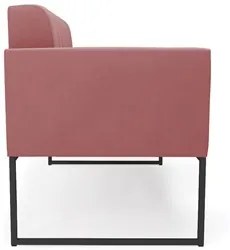 Sofá Namoradeira Base Industrial Preto Ana Suede Rosê - Ibiza