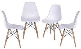 Kit com 4 Cadeiras Eames Polipropileno Base Madeira na Cor Branca - 64561 Sun House