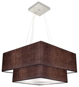 Lustre Pendente Duplo Quadrado Vivare Md-4066 Cúpula em Tecido 50x35cm Café - Bivolt