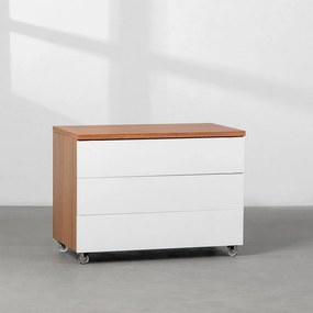 Gaveteiro Contemporâneo New 3 Gavetas Louro Freijó e Branco - 85cm