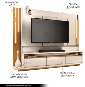 Home Theater Decorativo Montane para TV até 75" com LED Off White/Cinamomo G26 - HB Móveis