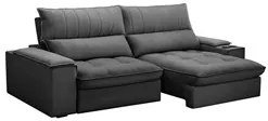 Sofá Retrátil 3 Lugares com Porta Copo 250cm Andes F05 Veludo Grafite