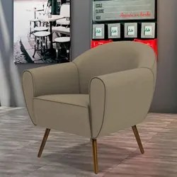 Poltrona Decorativa Nina Corano C-19 com Pés Palito Castanho - Domi