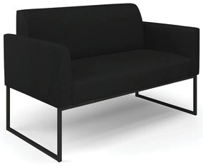 Sofá Namoradeira com 2 Poltronas Base Industrial Preto Marisa Linho D03 - D'Rossi - A79 Preto