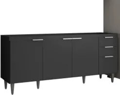 Armário de Cozinha CP03 Para Pia 180cm Pérola Z34 Preto     - Mpozenat