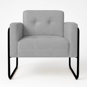Poltrona Sala Industrial Alta Tubo Preto Elisa Suede D03 - D'Rossi - Cinza