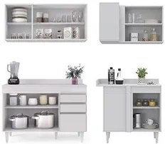 Armário de Cozinha Modulado de Canto Esquerdo 4 Peças CP47 Balcão com