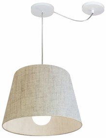 Lustre Pendente Cone Com Desvio Md-4274 Cúpula 30/30x40cm Rustico Bege - Bivolt