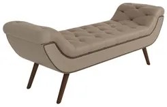 Puff Recamier Calçadeira 195cm Pés Palito Madeira Vêneto P02 Linho Beg