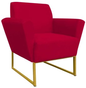 Poltrona Dora Suede Base Metálica Dourado D'Rossi - Vermelho