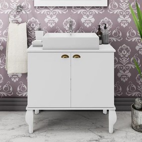 Gabinete De Banheiro Provençal Completo Balcão Cuba Espelho - Branco