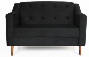 Namoradeira Bruna 1,20 m 2 Lugares Pés Palito Suede Preto