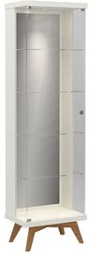 Cristaleira Espelhada Retro Uruguai com Led cor Off White com Freijo - 47486 Sun House