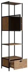Estante Livreiro 1 Porta 1 Gaveta Estilo Industrial York Vermont/Preto