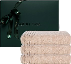 Kit 3 Toalhas de Rosto Trussardi 100% Algodão Imperiale c/ Caixa de Presente Verde- Nocciola  Nocciola