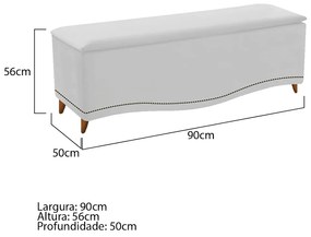 Calçadeira Estofada Yasmim 90 cm Solteiro Suede Branco - ADJ Decor