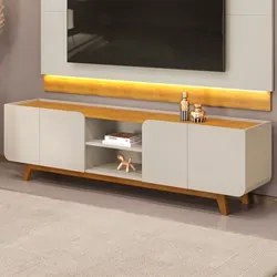Rack Para Sala Bancada de TV 75 Pol 220cm D04 Cedro/Bali - Mpozenato