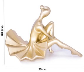 Escultura Bailarina Decorativa Em Poliresina Dourado 23 Cm - D'Rossi