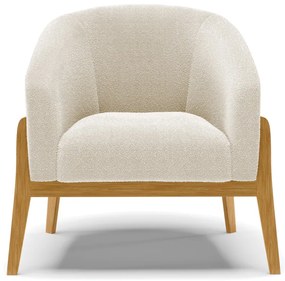 Poltrona Decorativa Base Madeira Stella PU Nozes/Bouclê D03 - D'Rossi - Bege