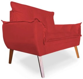 Poltrona Namoradeira Apolo Pés Madeira Suede Vermelho - Sheep Estofados - Vermelho