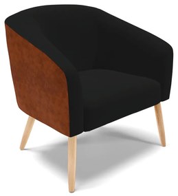 Namoradeira e 2 Poltronas Pé Palito Natural Stella Nozes/Linho Preto  D03 - D'Rossi