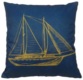 Almofada Marine Tons Mostarda e Azul 45x45cm - AMI-0106 - Somente Capa