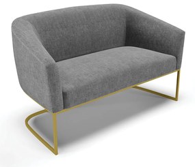 Namoradeira e 2 Poltronas Base Industrial Dourado Stella Linho D03 - D'Rossi - A26 Grafite
