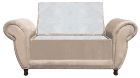 Recamier com Baú Itália Namoradeira Calçadeira Suede Bege - D'Rossi