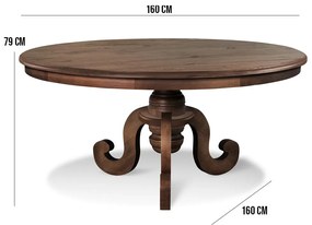 Mesa Redonda Sala de Jantar 8 Lugares Mariah 160cm Pé Torneado Canela G04 - Gran Belo