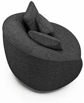 Poltrona Decorativa Giratória para Sala 122cm Kaly M22 Linho Chumbo -