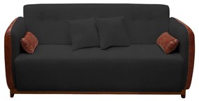 Sofá 3 Lugares Liverpool 1,90 m Compose Corino Ocre/Preto C/ Botão - Decorar Estofados