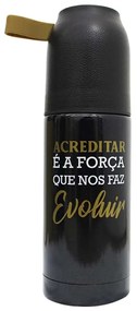 Mini Garrafa Térmica com Tampa de Couro 350 ml Acreditar
