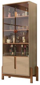 Cristaleira 02 Portas Lia 180 cm Champagne e Cedro - D'Rossi