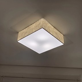 Plafon Quadrado Md-3001 Cúpula em Tecido 12/35x35cm Rústico Bege - Bivolt