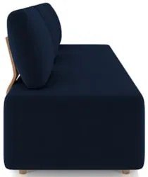 Sofá 3 Lugares 222cm Sala de Estar Rovier Veludo Azul Z32    - Mpozena