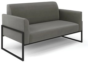 Sofá Namoradeira Base Industrial Alta Preto Marisa Suede D03 - D'Rossi - Grafite